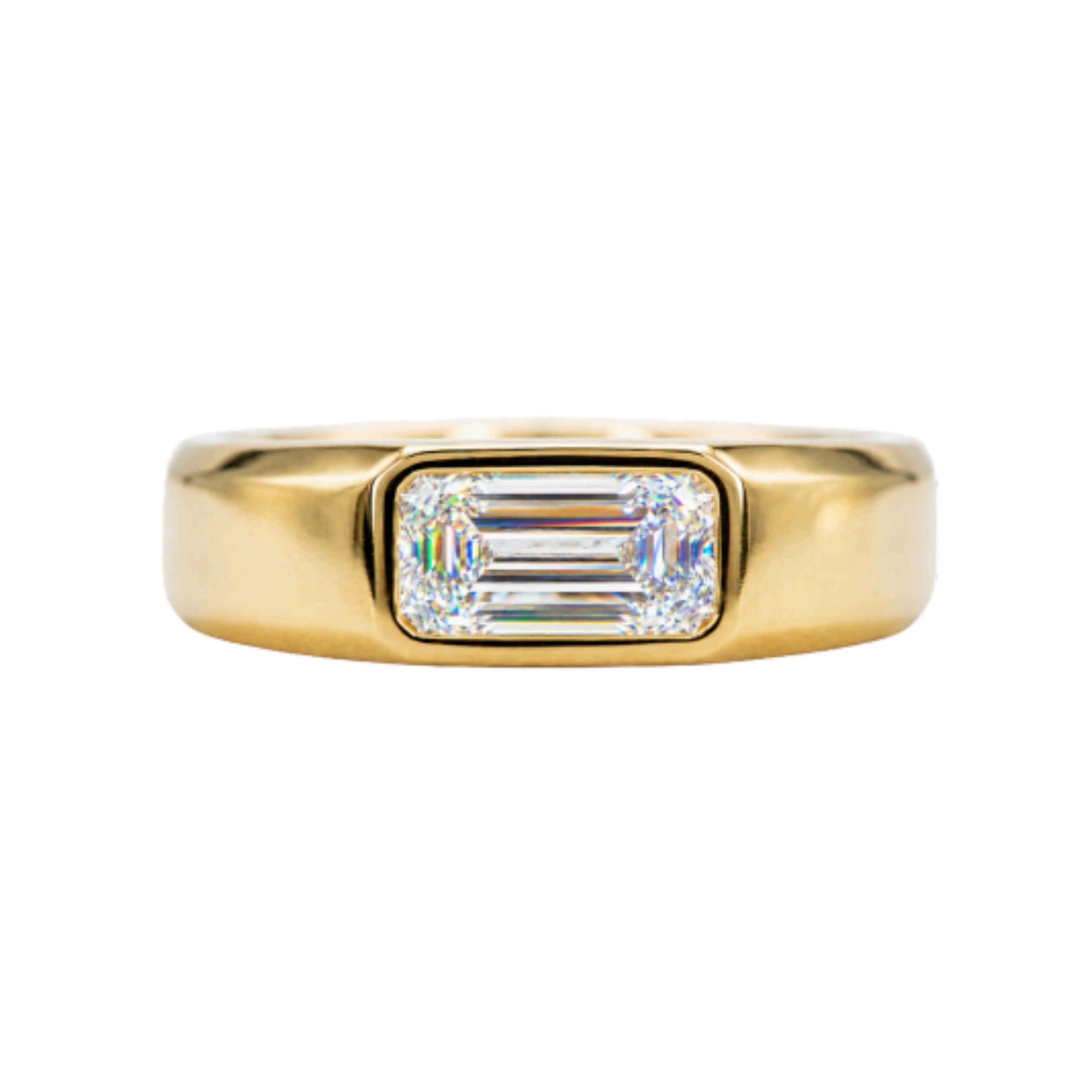 East West Flush Set Emerald Cut Ring - Image 2