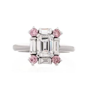 Emerald Cut & Pink Diamond Ring