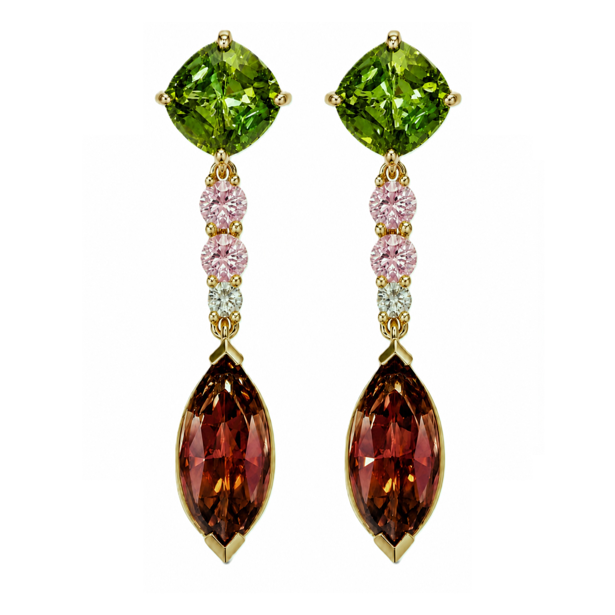 Multi Coloured Tourmaline & Diamond Earrings