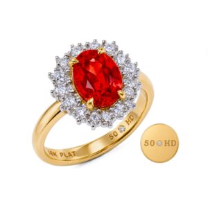 Padparadscha Pink Sapphire 2 Row Cluster Ring