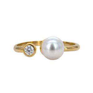 South Sea Pearl & Round Diamond Ring