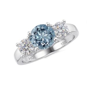 Aquamarine & Diamond 3 Across Ring
