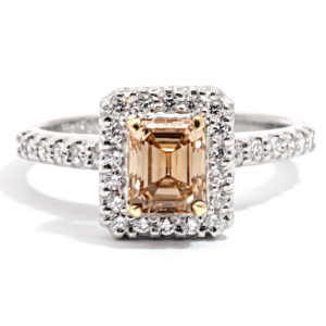 Champagne Diamond Halo Ring
