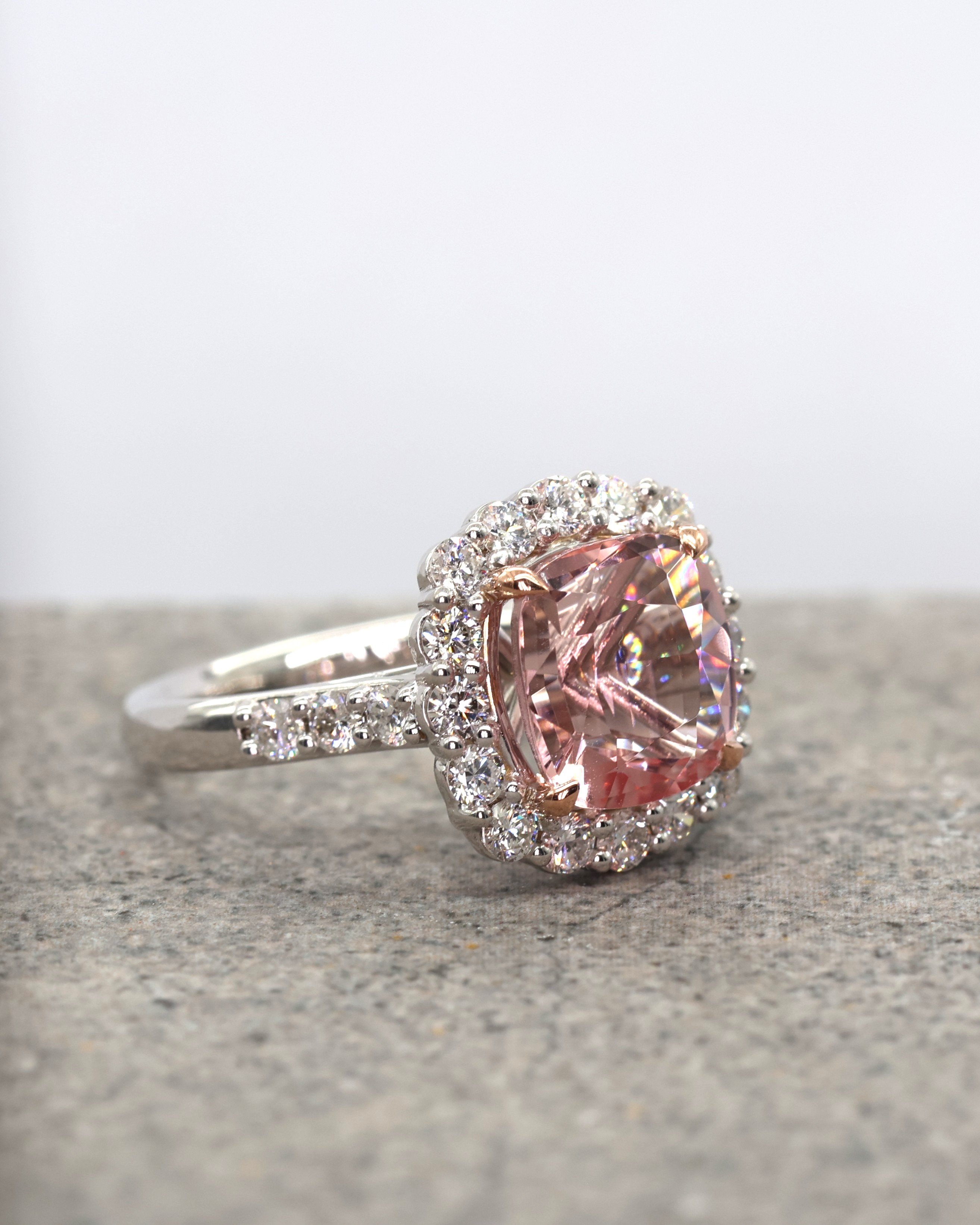 Morganite and Diamond Halo Ring - Image 2