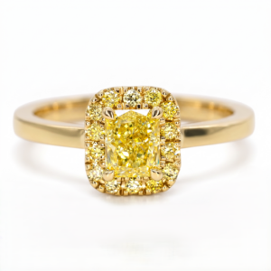 Yellow Diamond Halo Ring